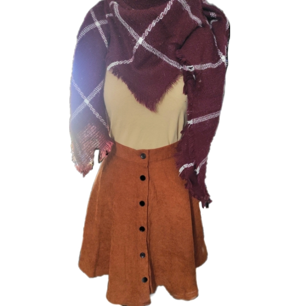 CORDUROY BROWN SKIRT